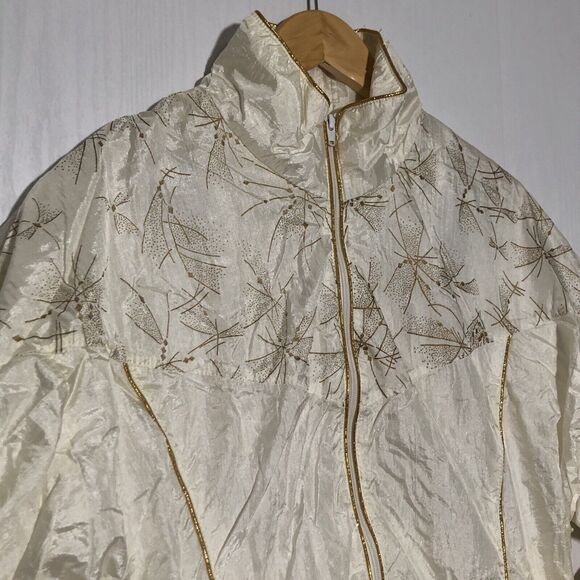 Active Exchange Tracksuit Womens Medium White Gold Pants Jacket Set 80s 90s - Picture 4 of 13